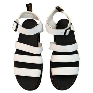 Dr. Martens Blaire Sandals 7 Women's Chunky Leather Buckle Strap white Size 11